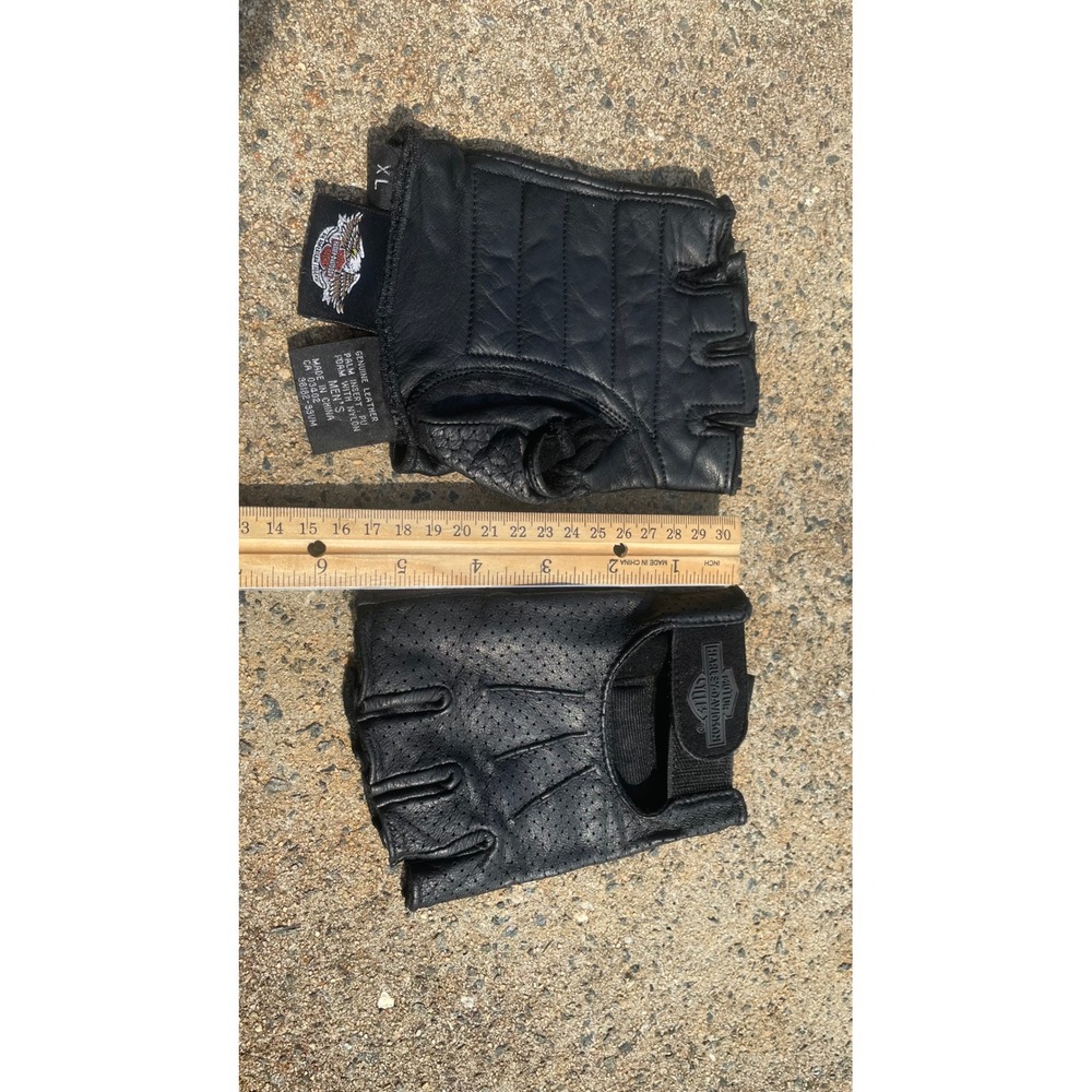 Harley-Davidson Fingerless Gloves Mens XL Black Leather 98182-99VM Perforated